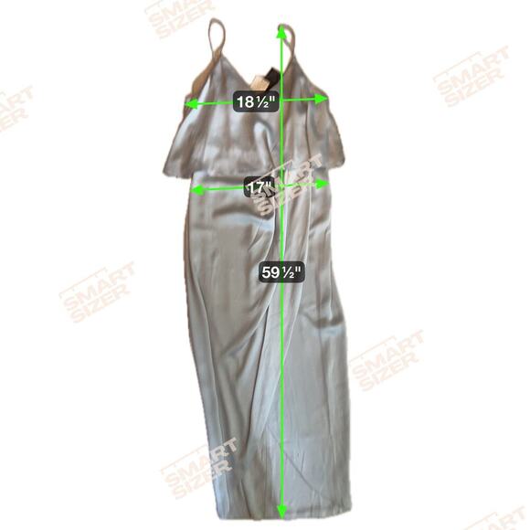 New SHONA JOY Luxe Frill Tulip Hem Maxi Formal Dress Silver Blue Cloud Sz‎  10 - Picture 12 of 14